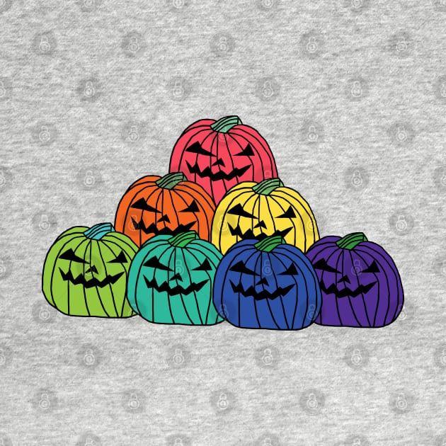 Colorful Spooky Halloween Horror Pumpkin Patch by ellenhenryart